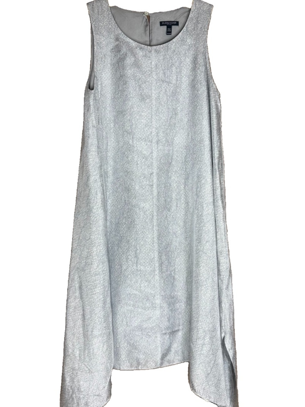Eileen Fisher Grey Silk Printed D’esprit Tank Dress